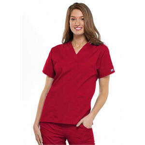 Cherokee Scrubs 4700 V Neck Scrub Top Red by Workwear free shipping.